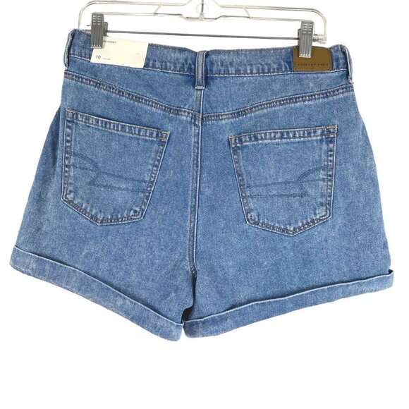 American‎ Eagle Mom Shorts Size 10 Denim High Rise Cuffed Blue NWT SS-1483 - Picture 5 of 10